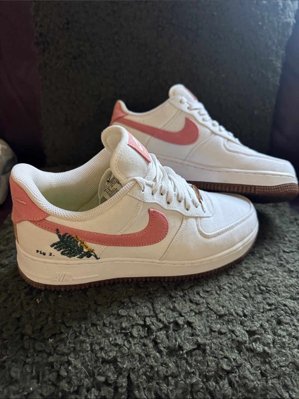 Nike Women's Air Force One’s AF1 Limited Edition Cork Bottom Pink Swoosh Fig 2.